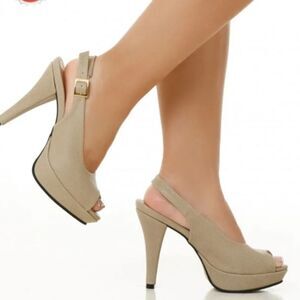 BCBGENERATION WOMEN"S PEEP TOE ANKLE LEATHER STRAP HIGH HEEL STILETTOS SHOE